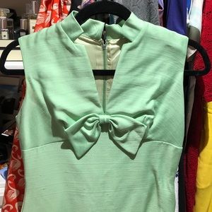 Vintage silk 60s Jackie-O mint green dress